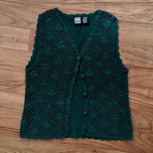 Vintage Freeze Frame Emerald Green Knit Vest